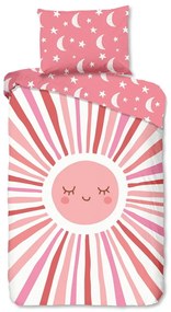 Set copripiumino e federa da bambini rosa in cotone per letto singolo 140x200 cm Sunny – Good Morning