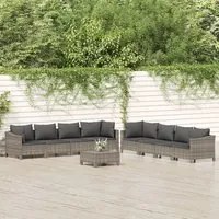 Set Divani da Giardino 9 pz con Cuscini in Polyrattan Grigio 3187268