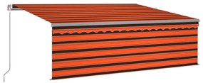 Tenda Sole Retrattile Manuale Parasole 4x3m Arancione e Marrone