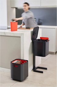 Bidone in acciaio grigio per rifiuti differenziati 40 l Totem Compact - Joseph Joseph