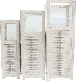 set di 3 lanterne in acciaio quadrate