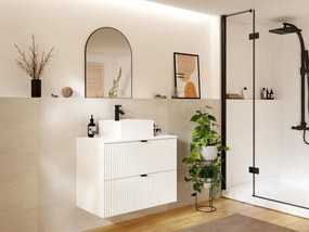 Mobile sotto lavabo sospeso a righe L80 cm Bianco - ZEVINI
