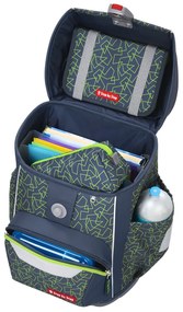 Zaino scuola Step by Step BASIS - set 4 pezzi, Green Geometric
