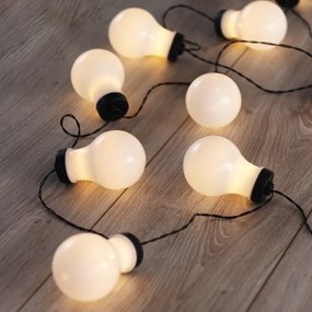 Catena luminosa a forma di lampadina LED nera Lampadina, 10 luci, lunghezza 2,2 m - DecoKing