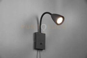 Wanda applique flessibile con interruttore metallo acciaio e nero h...