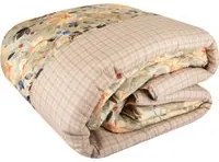 Trapunta singola beige double face fiori e pied de poule