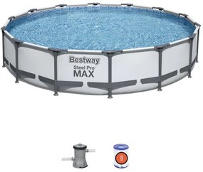 Piscina steel pro max tonda con telaio portante cm.427x84h. - kg.33,5 -lt.10.220 -filtro cartuccia (art.56595)