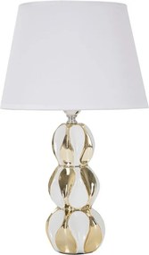 Lampada da tavolo bianca/dorata in ceramica con paralume in tessuto (altezza totale 46 cm) Glam Balls – Mauro Ferretti