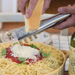 Trade Shop - Mestolo Pasta Spaghetti Con Grattugia 2in1 Acciaio Formaggio Verdure Cucina