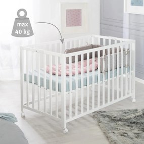 Lettino pieghevole bianco su ruote 60x120 cm Fold up - Roba