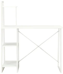 Scrivania con mensole bianca 102x50x117 cm