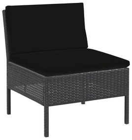 Set Divani da Giardino 5 pz con Cuscini in Polyrattan Nero