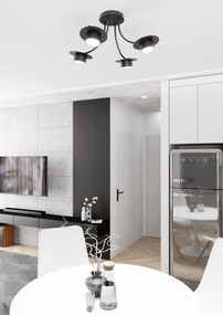 Plafoniera Moderna Giunone Acciaio Nero 4 Luci Gx53 Ip20