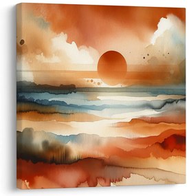 Quadro su tela – Tramonto rosso sopra il paesaggio