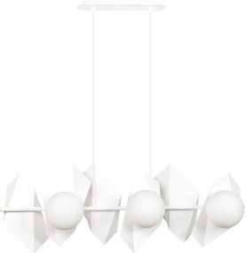 Lampadario Minimal Parvati Acciaio Bianco 6 Luci E14 Ip20