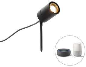 Faretto a picchetto moderno intelligente nero IP44 con WiFi GU10 - Solo