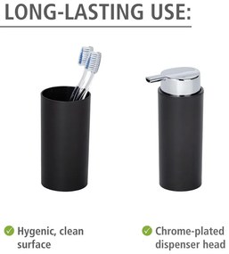 Set di accessori per il bagno nero opaco in plastica Calvo – Wenko