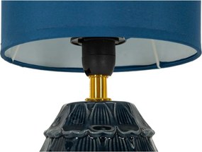 Lampada da tavolo blu in ceramica con paralume in tessuto (altezza totale 30,5 cm) Pigny – Mauro Ferretti