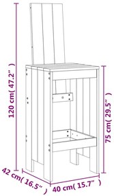 Set Bar da Giardino 7 pz Grigio in Legno Massello di Pino