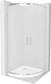 Mexen Rio cabina doccia semicircolare 80 x 80 cm, smerigliata, cromo + piatto Flat, bianco - 863-080-080-01-30-4110