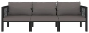 Divano a 3 posti con cuscini antracite in polyrattan