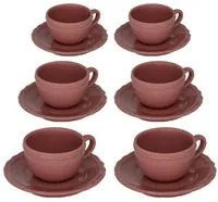 Set 6 Tazzine da Caff con Piattino 7,5xh5 cm in Gres Porcellanato Juliet Rosa Antico