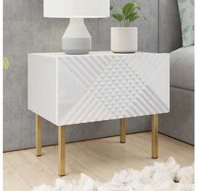 Comodino EXITO 46x50 cm bianco/oro