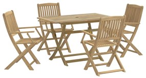 Set da pranzo per giardino 5 pz in legno massello di acacia