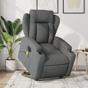 Poltrona Alzapersona Massaggi Elettrica Grigio Scuro Tessuto /