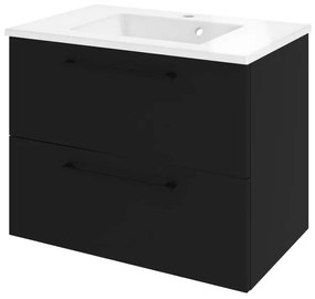 Mobile da bagno sospeso sotto lavabo L 75 x H 58 x P 46 cm nero laminato opaco, 2 cassetti SENSEA Remix