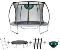 Trampolino con rete interna e canestro jumper 3,70 m - Grigio