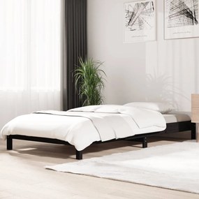 Letto impilabile nero 75x190 cm in legno massello di pino