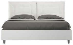 Letto matrimoniale contenitore 160x190 bianco frassino cuscini similpelle bianco Egos Annalisa