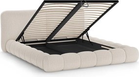 Letto matrimoniale imbottito beige con contenitore con rete inclusa 180x200 cm Solange – Micadoni