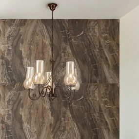 Brilagi - LED Lampadario a sospensione con catena COTTAGE 5xE14/40W/230V marrone