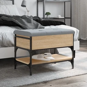 Panca Porta Scarpe Rovere Sonoma 62x42x45 Cm Legno Multistrato /