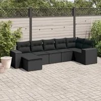 Set Divani da Giardino con Cuscini 7pz Nero Polyrattan 3255212