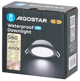 Aigostar - Lampada LED da incasso per bagni LED/4,8W/230V 4000K nero IP65