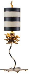 Lampada Scrivania Dominique Acciaio Foglia Oro Righe Nero Crema 1 Luce E27