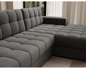 Divano angolare grigio tortora allungabile (con penisola a destra/con chaise lounge) con rivestimento in velluto Blezalt – ELTAP