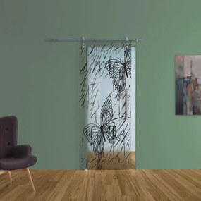 Porta scorrevole Butterfly in inox trasparente, L 88 x H 215 cm, con binario Lux Sinistra