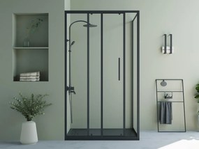 Porta per doccia fissa con porta scorrevole 120 x 80 x 195 cm Nero opaco Stile industriale - TORONI