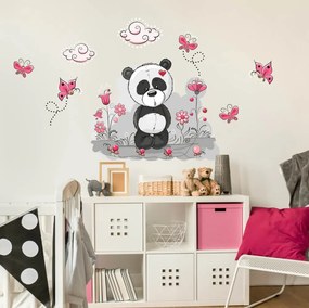 Adesivi murali - Il panda con i fiori | Inspio
