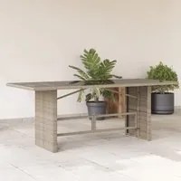 Tavolo da Giardino Piano in Vetro Grigio 190x80x74cm Polyrattancod mxl 134589