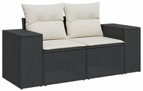 Set divani da giardino 11 pz con cuscini in polyrattan nero