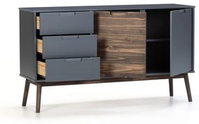 Cassettiera bassa in pino antracite/marrone scuro 140x80 cm Nussa - Marckeric