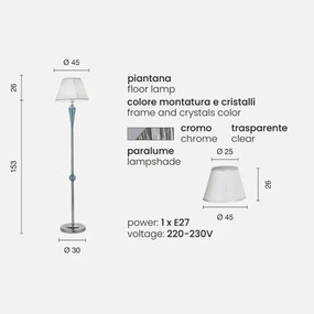 Piantana VILLA in vetro lavorato a mano CROMO