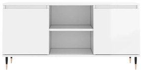 Mobile porta tv bianco lucido 104x35x50 cm in legno multistrato