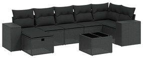 Set Divani da Giardino con Cuscini 8 pz Nero in Polyrattan