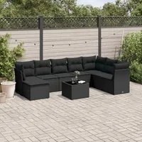 Set Divani da Giardino 9 pz con Cuscini Nero in Polyrattancod mxl 113498